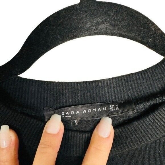 Zara Black Floral Embroidered Sweatshirt Women’s Size Small Bloggers Favorite. - Picture 7 of 9